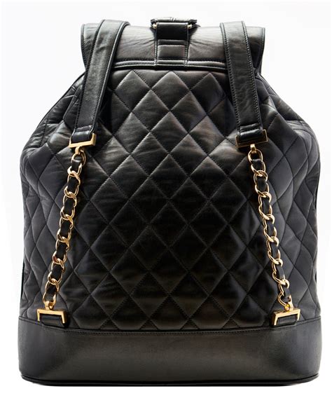 chanel black leather bag backpack